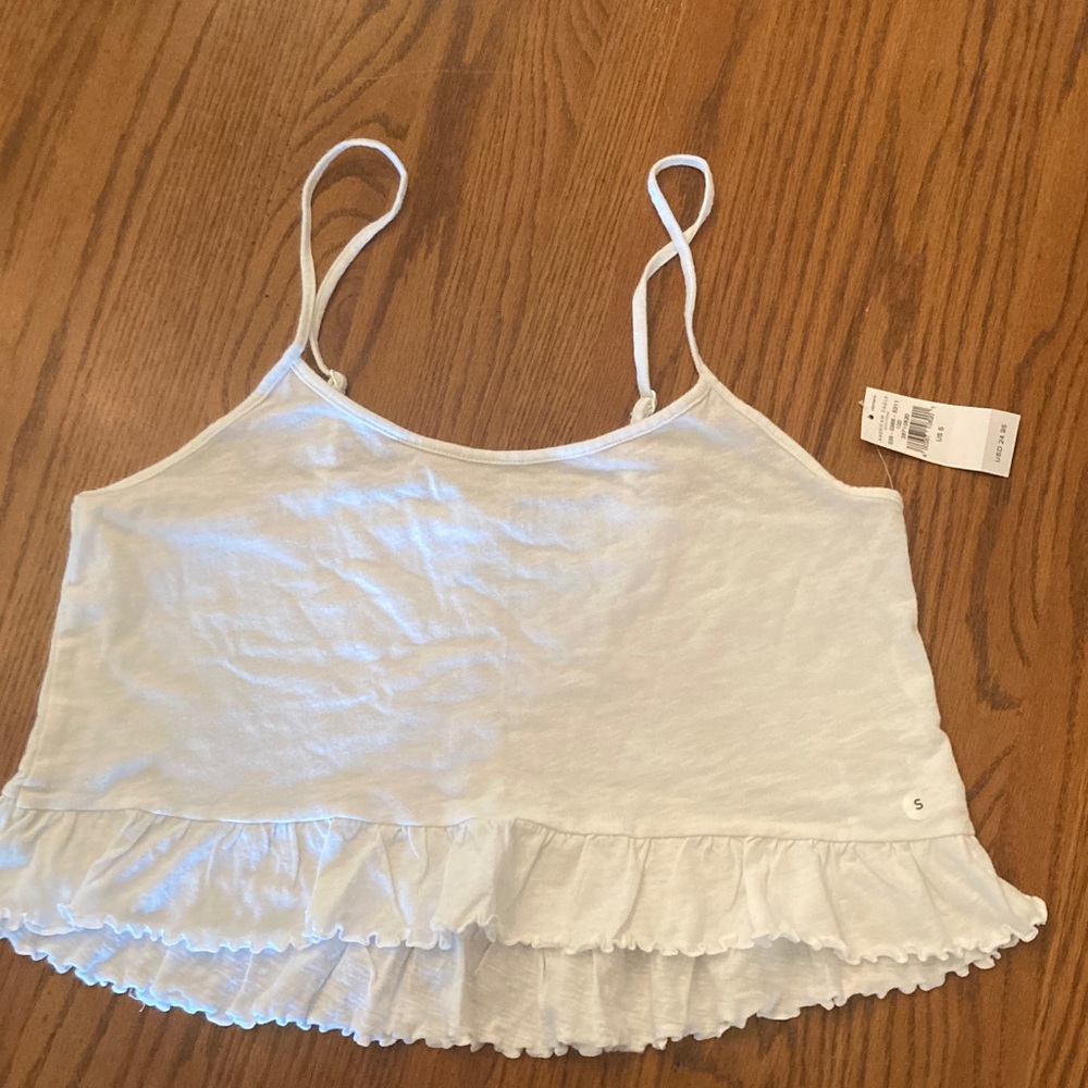 American Eagle Outfitters White Ruffled Cropped‎ Camisole - Picture 2 of 6